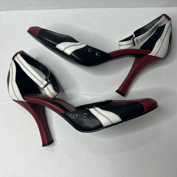 Guess by Marciano Black Red Leather Slingback 4.5” Heels Women’s Size 10M - Picture 4 of 10